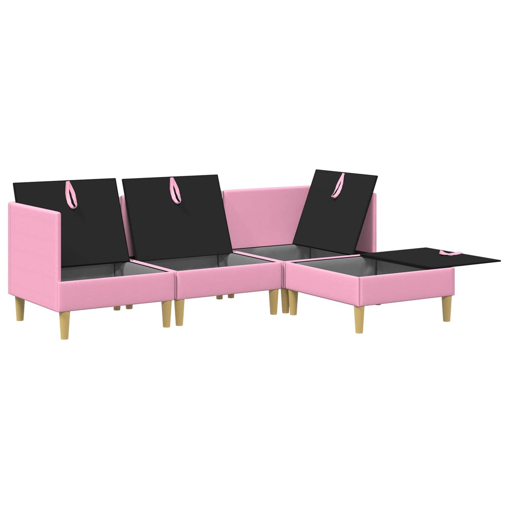 Modular Sofa Set mit Stauraum 4 pcs Rosa Stoff
