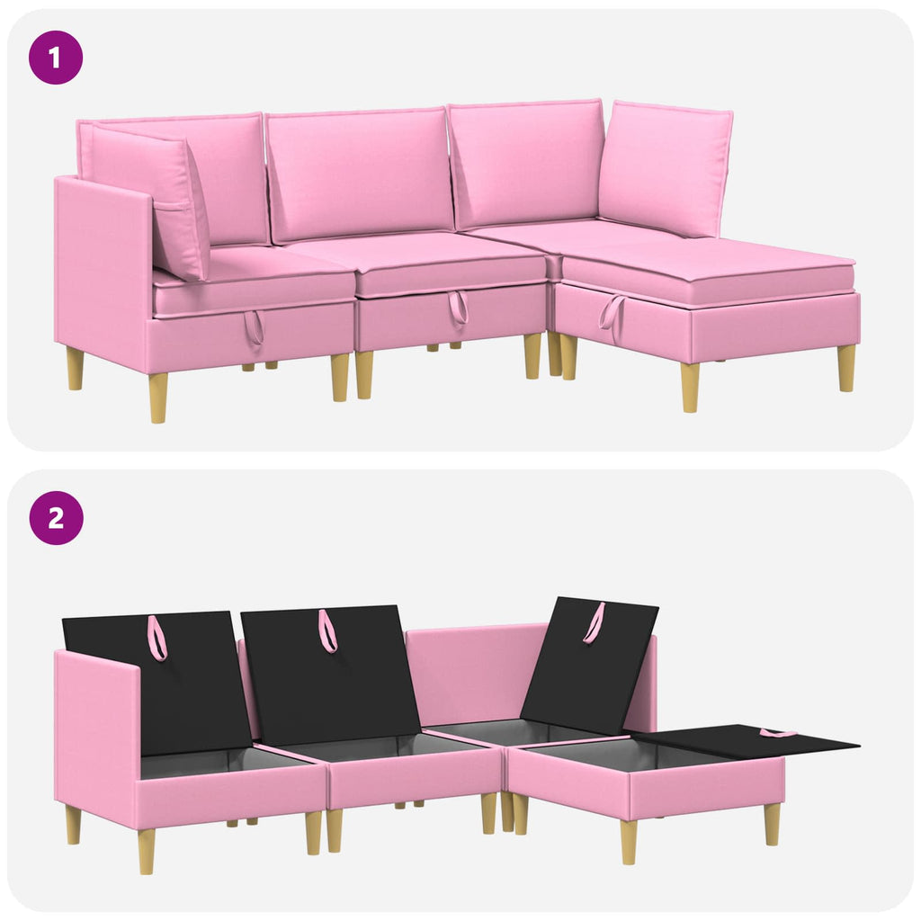 Modular Sofa Set mit Stauraum 4 pcs Rosa Stoff