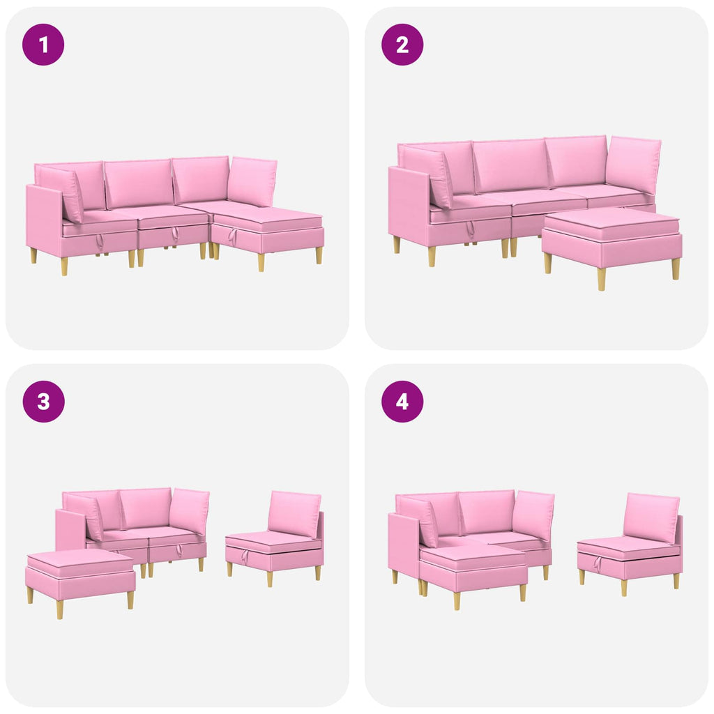 Modular Sofa Set mit Stauraum 4 pcs Rosa Stoff