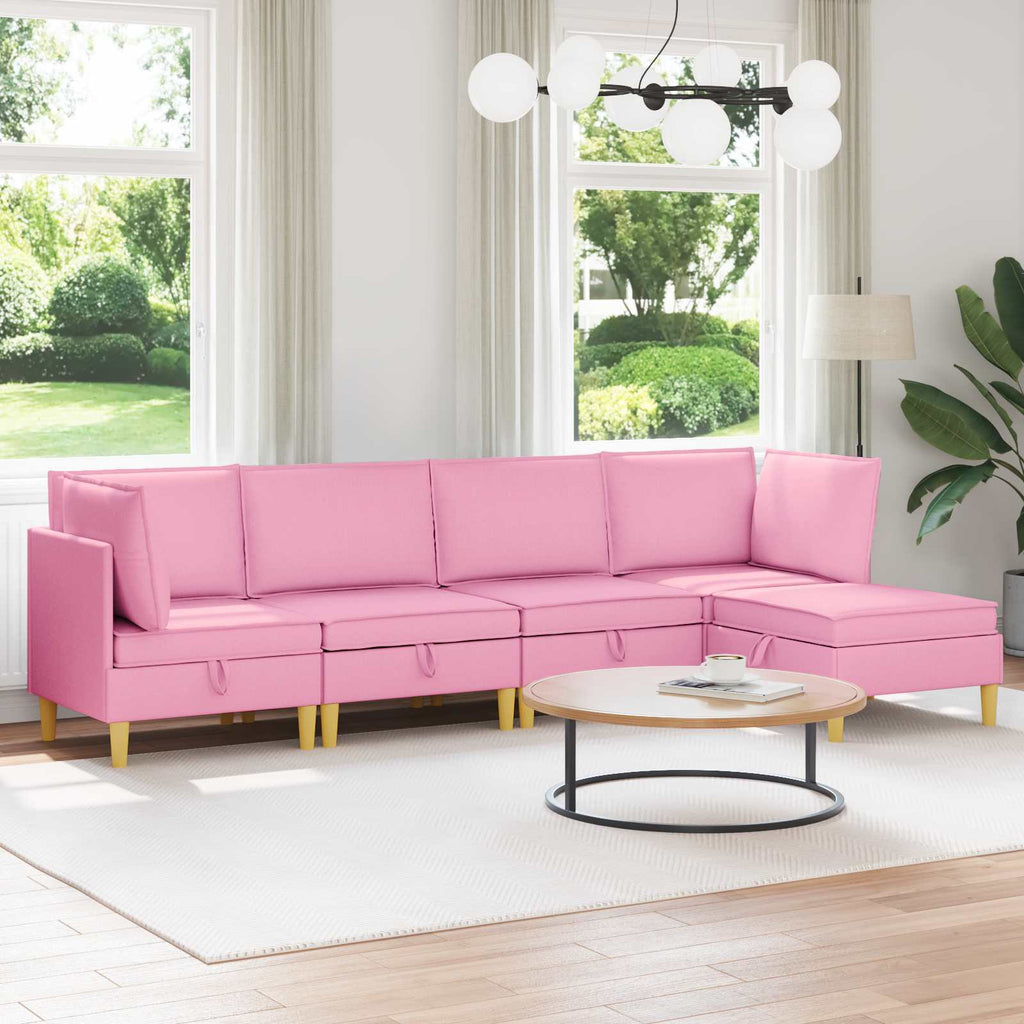 Modular Sofa Set mit Stauraum 5 pcs Rosa Stoff