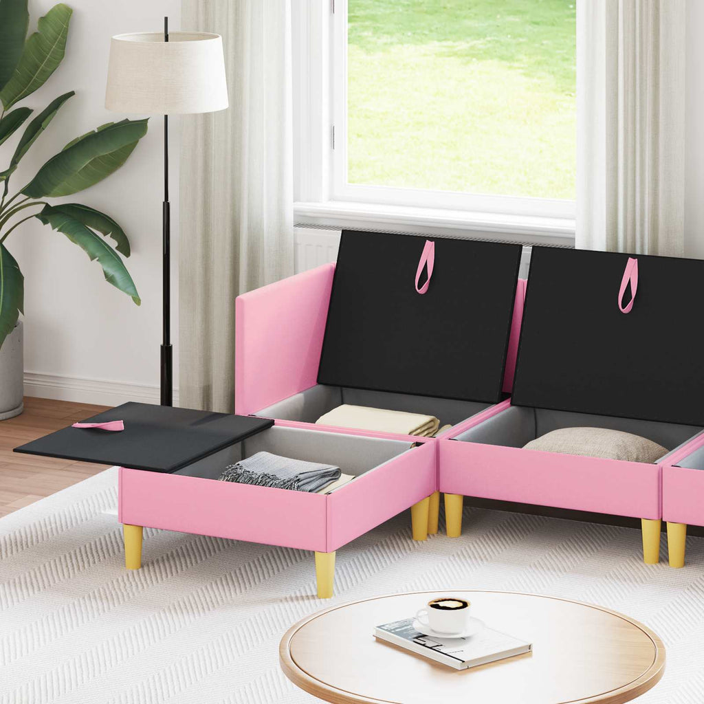 Modular Sofa Set mit Stauraum 5 pcs Rosa Stoff