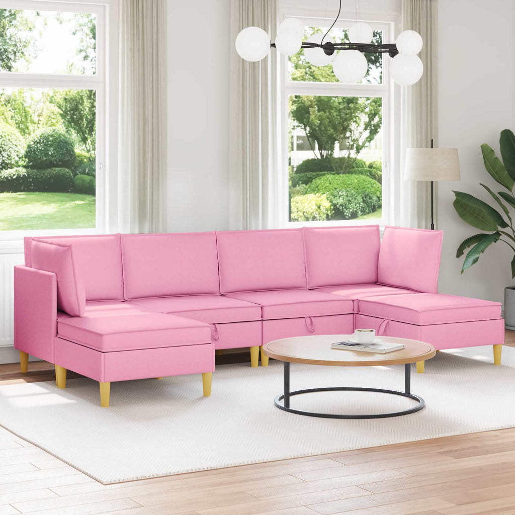Modular Sofa Set mit Stauraum 6 pcs Rosa Stoff