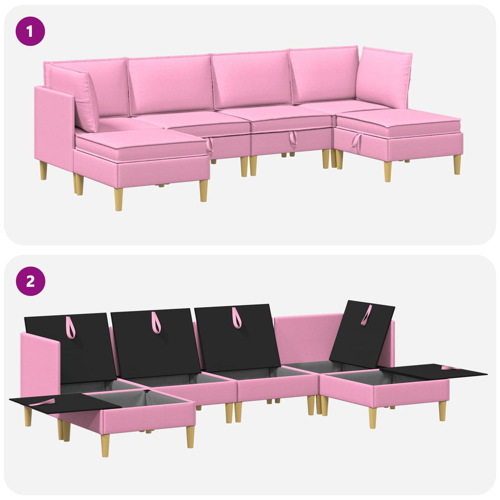 Modular Sofa Set mit Stauraum 6 pcs Rosa Stoff