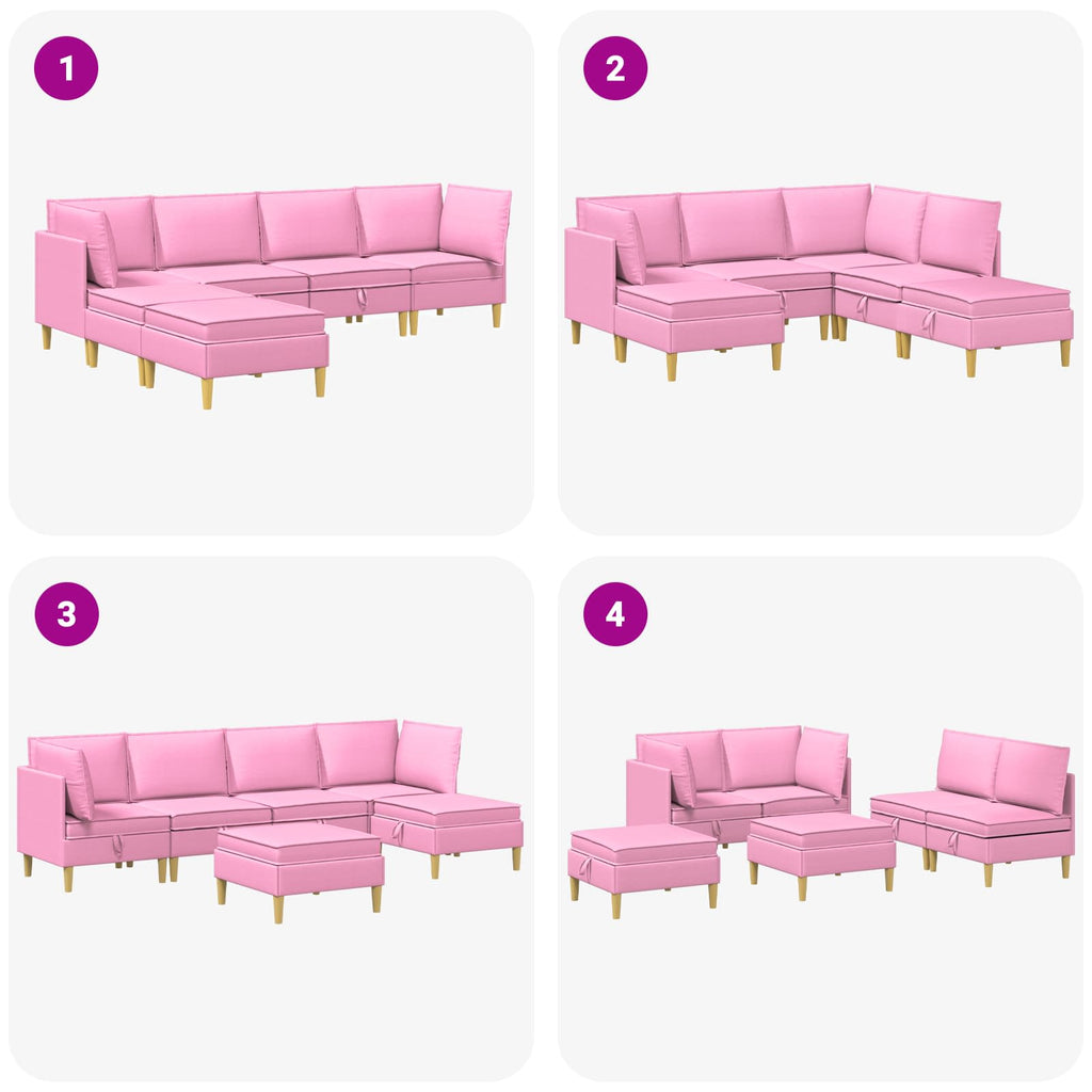Modular Sofa Set mit Stauraum 6 pcs Rosa Stoff