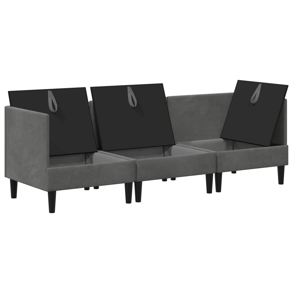 Wohnzimmergarnitur mit Kissen 3 pcs Dunkelgrau Samt