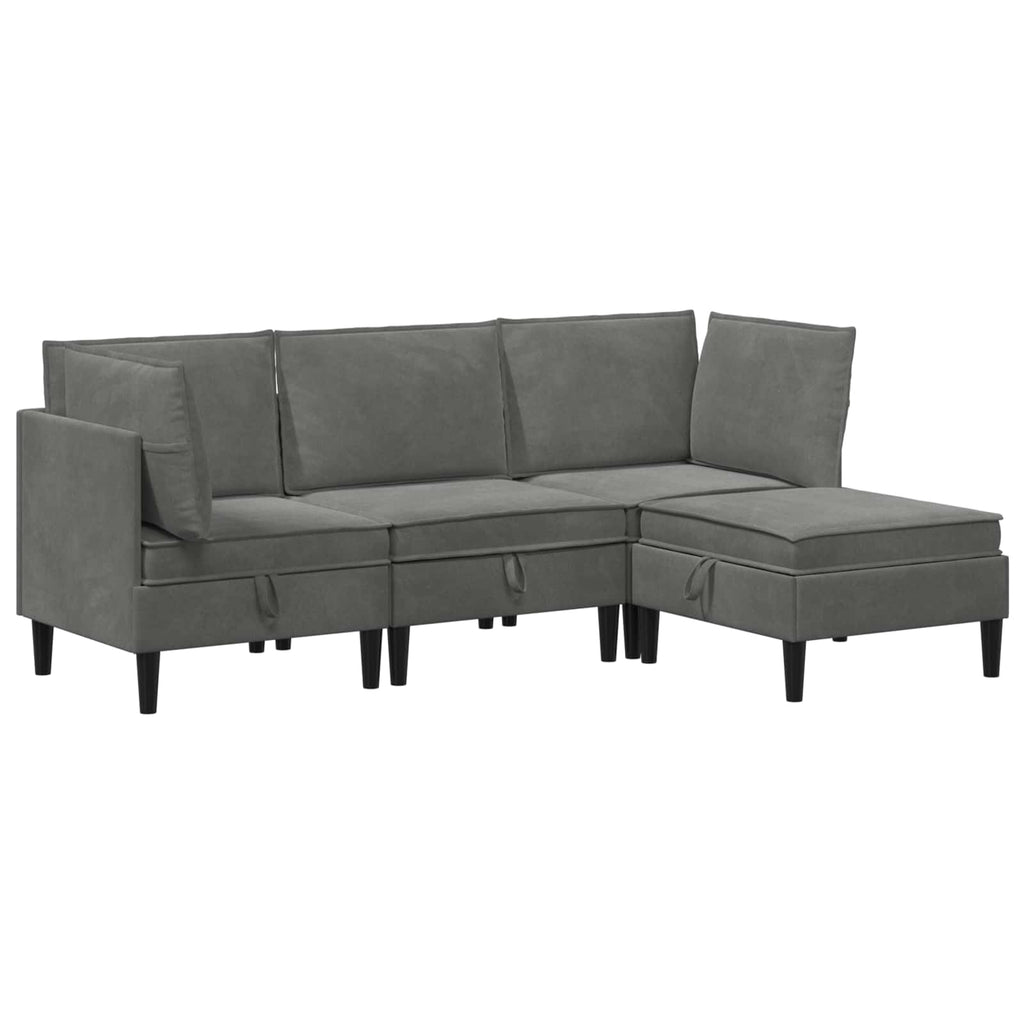 Wohnzimmergarnitur mit Kissen 4 pcs Dunkelgrau Samt