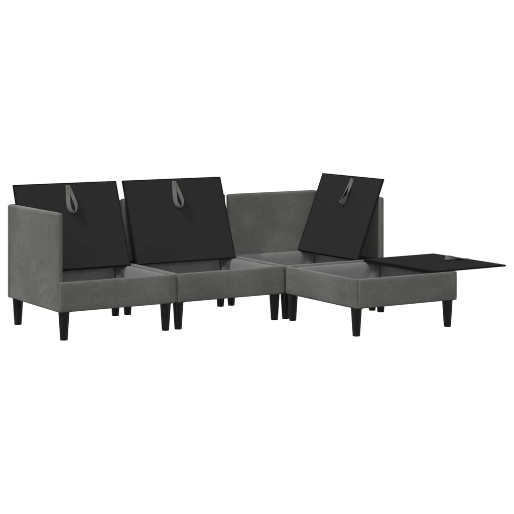 Wohnzimmergarnitur mit Kissen 4 pcs Dunkelgrau Samt