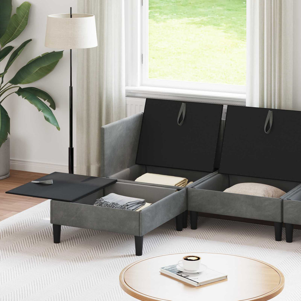 Wohnzimmergarnitur mit Kissen 6 pcs Dunkelgrau Samt