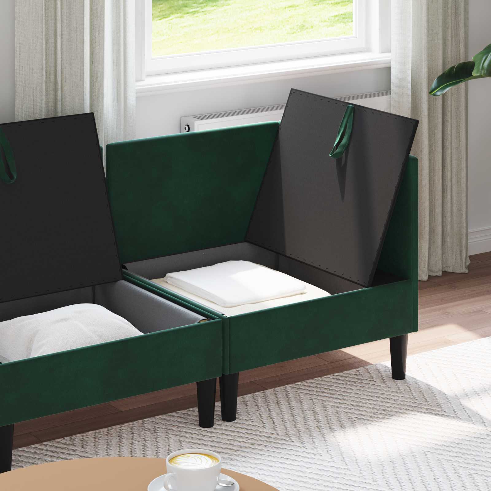 Wohnzimmergarnitur mit Kissen 3 pcs Dunkelgrün Samt