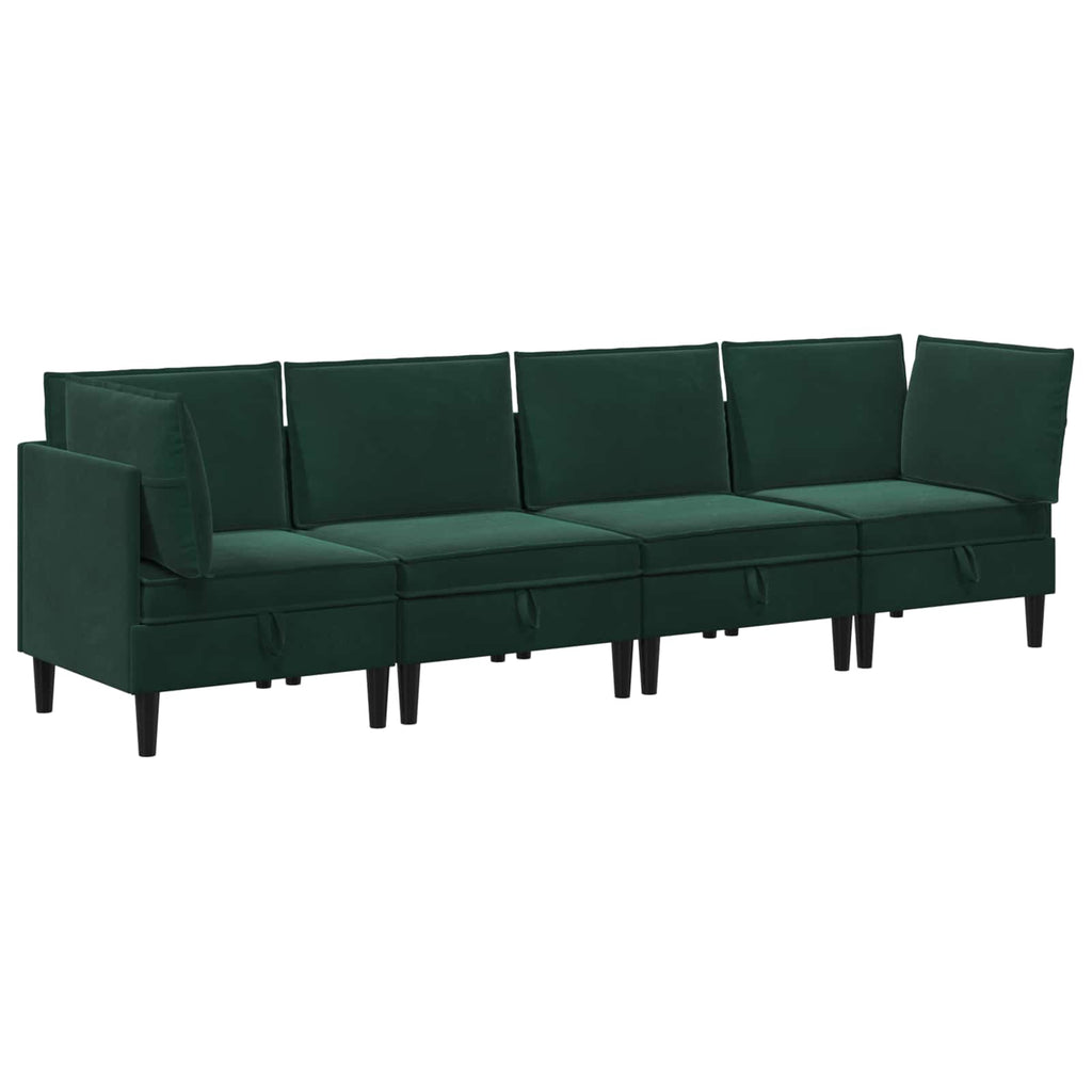 Wohnzimmergarnitur mit Kissen 4 pcs Dunkelgrün Samt