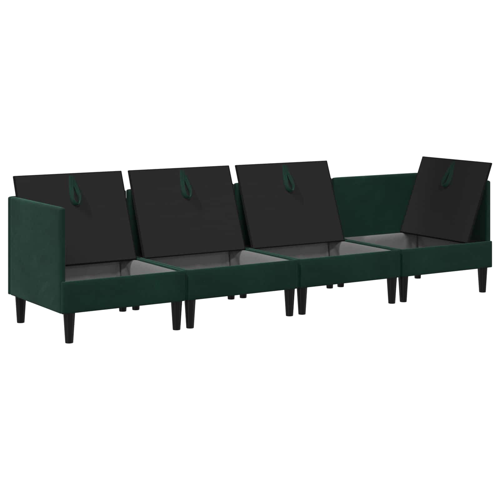 Wohnzimmergarnitur mit Kissen 4 pcs Dunkelgrün Samt