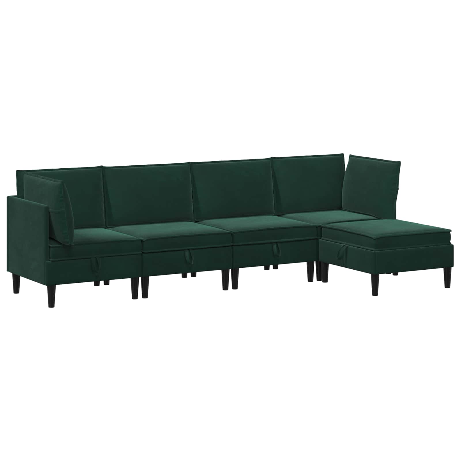 Wohnzimmergarnitur mit Kissen 5 pcs Dunkelgrün Samt