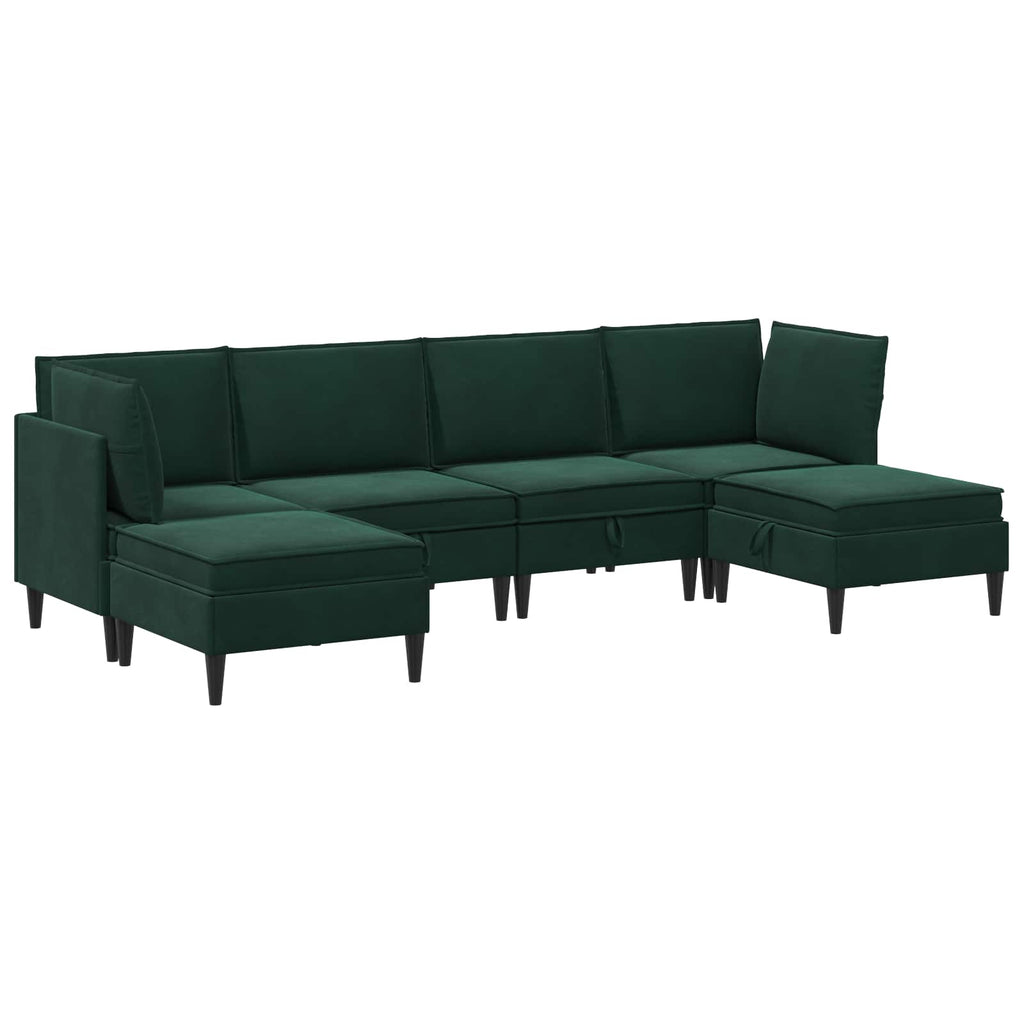 Wohnzimmergarnitur mit Kissen 6 pcs Dunkelgrün Samt