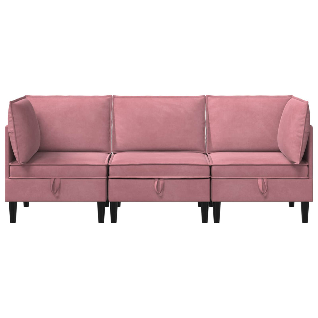 Wohnzimmergarnitur mit Kissen mit Speicher 3 pcs Rosa Samt