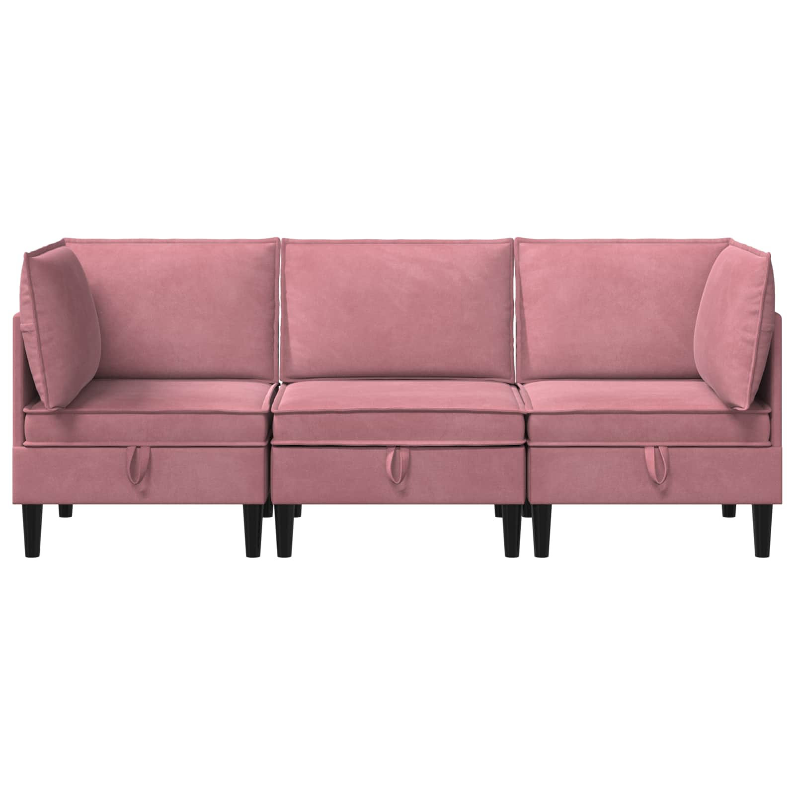 Wohnzimmergarnitur mit Kissen mit Speicher 3 pcs Rosa Samt