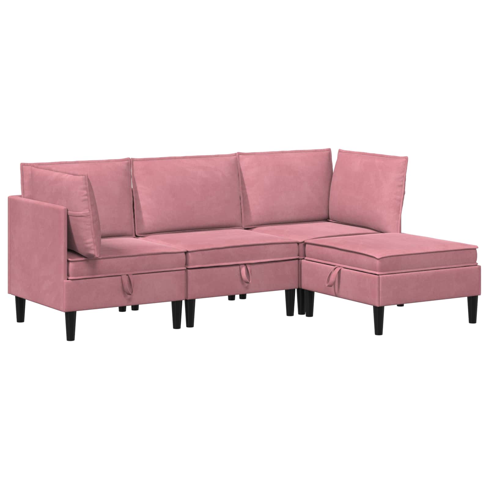 Wohnzimmergarnitur mit Kissen mit Speicher 4 pcs Rosa Samt