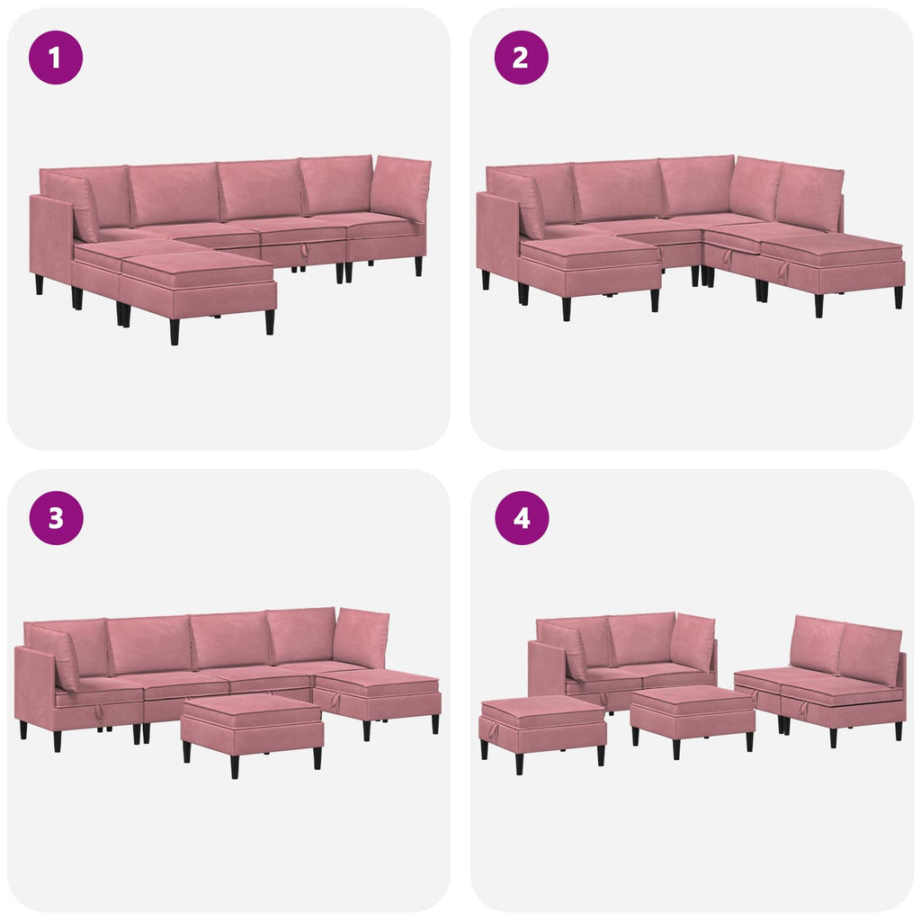Wohnzimmergarnitur mit Kissen mit Speicher 6 pcs Rosa Samt