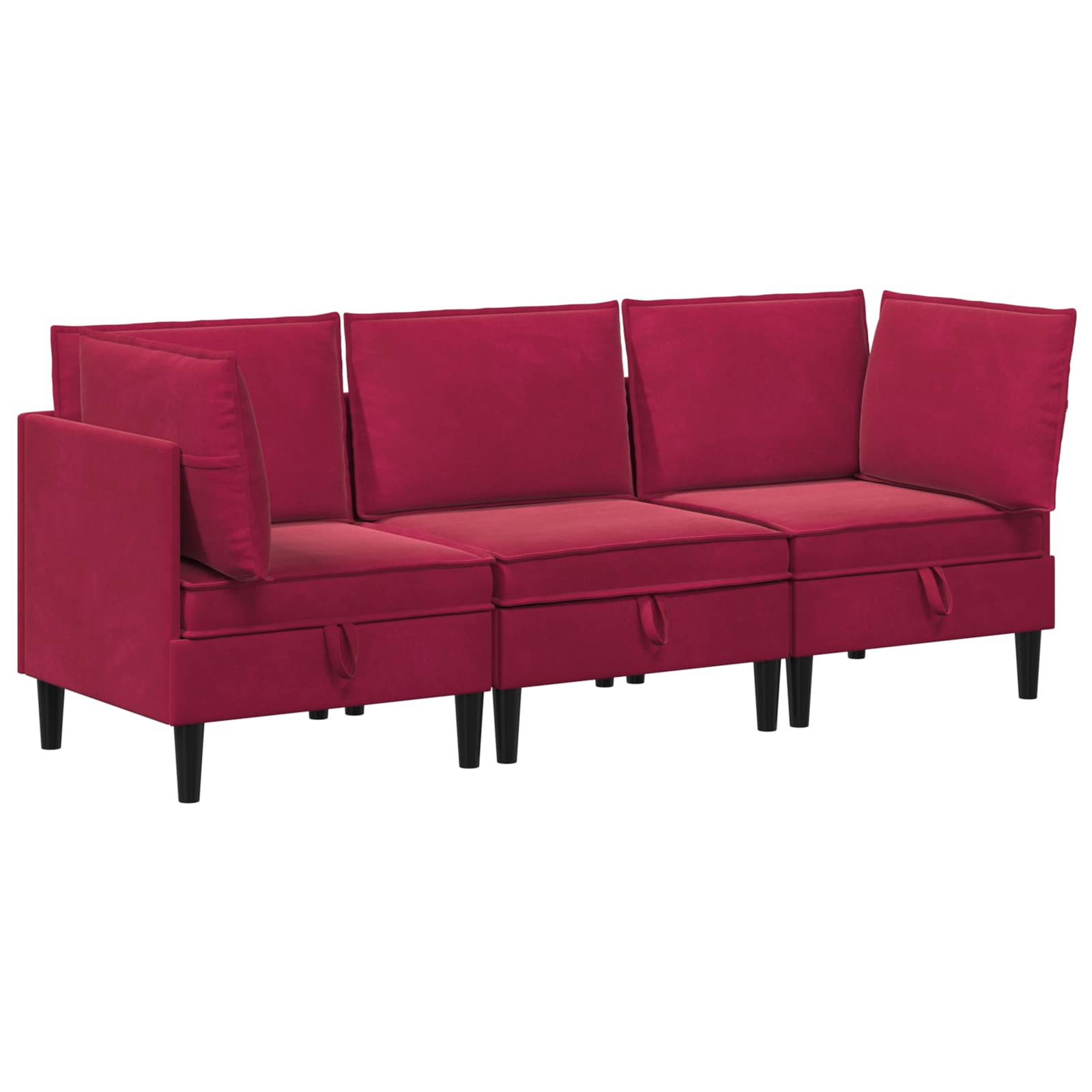 Wohnzimmergarnitur mit Kissen mit Speicher 3 pcs Weinrot Samt