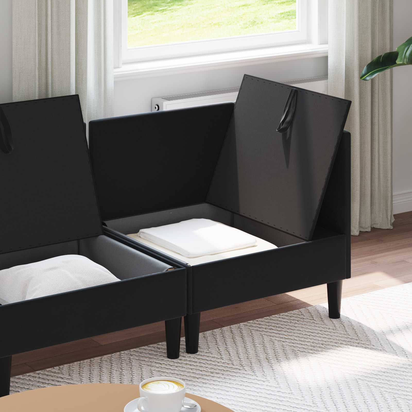 Wohnzimmergarnitur mit Kissen mit Speicher 4 pcs Schwarz Samt