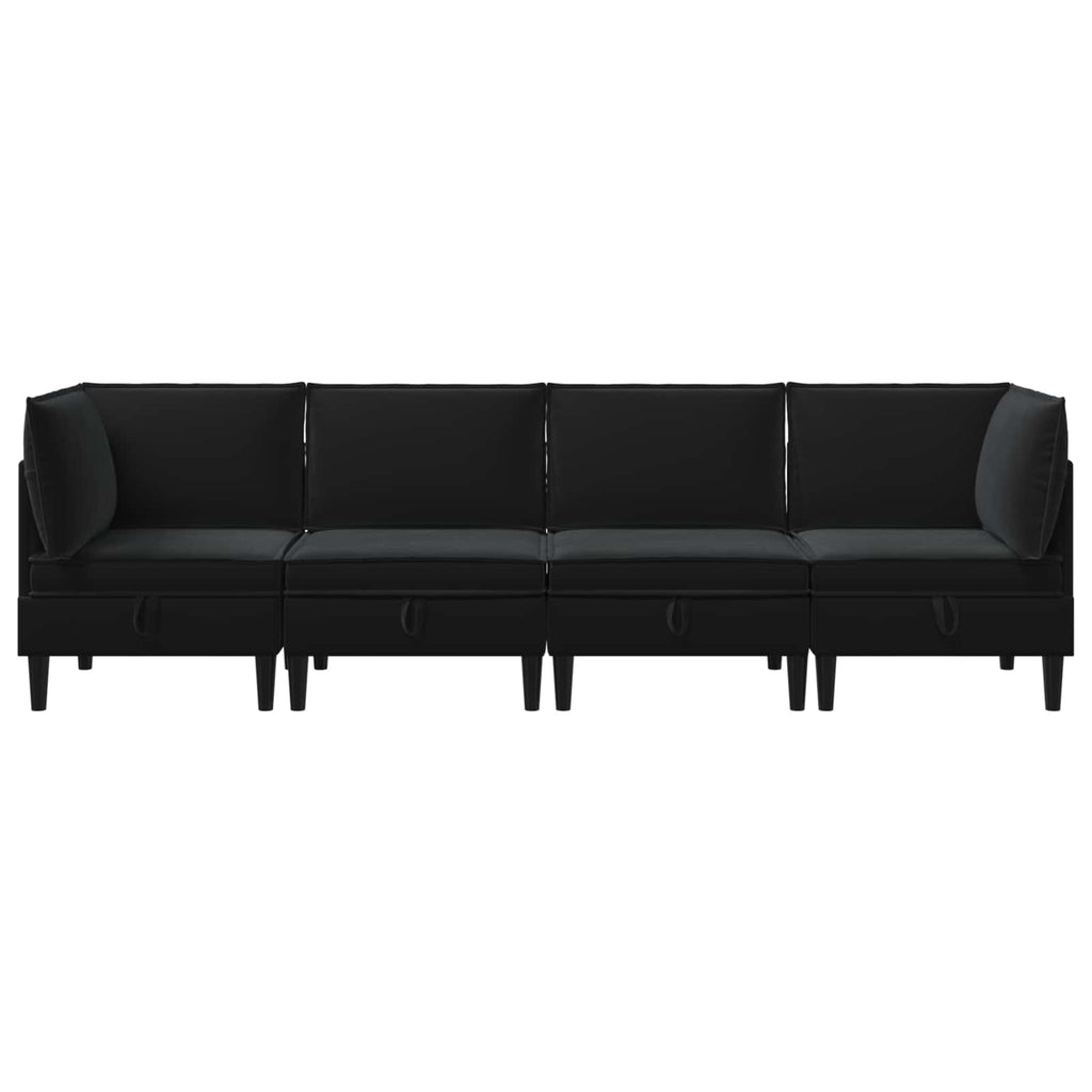 Wohnzimmergarnitur mit Kissen mit Speicher 4 pcs Schwarz Samt