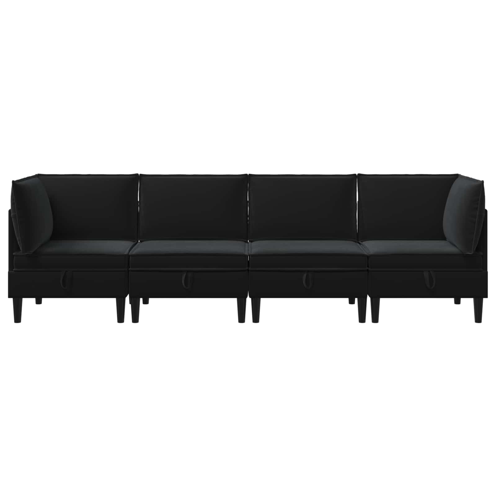 Wohnzimmergarnitur mit Kissen mit Speicher 4 pcs Schwarz Samt
