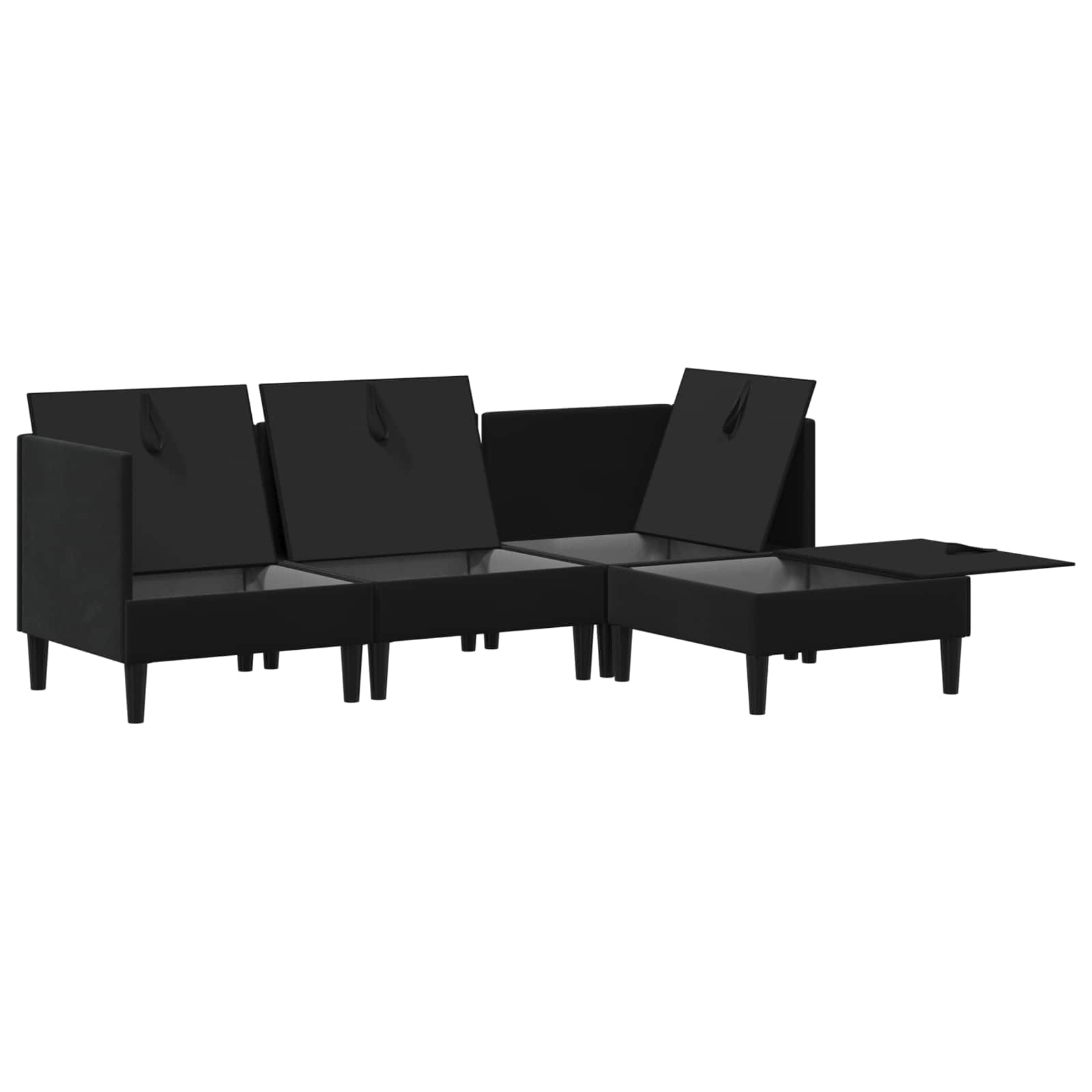 Wohnzimmergarnitur mit Kissen mit Speicher 4 pcs Schwarz Samt