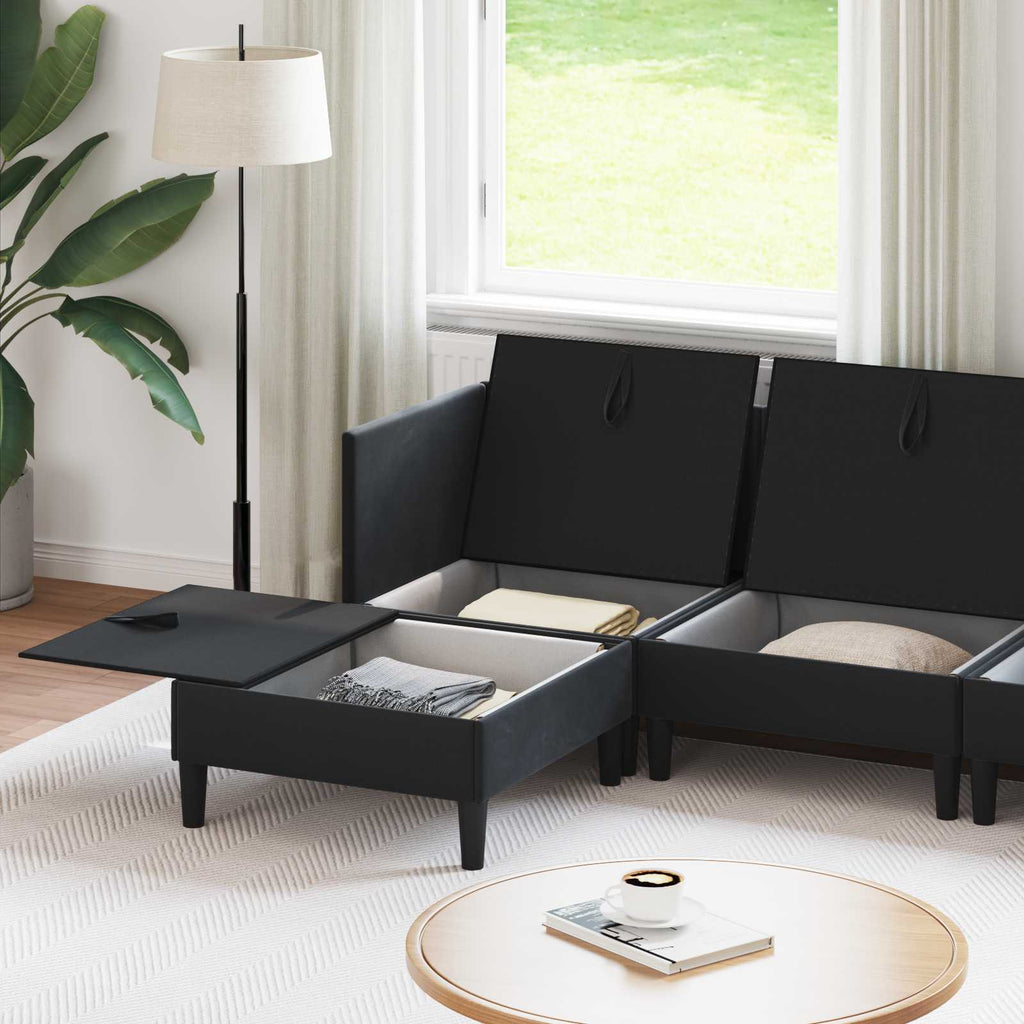 Wohnzimmergarnitur mit Kissen mit Speicher 6 pcs Schwarz Samt