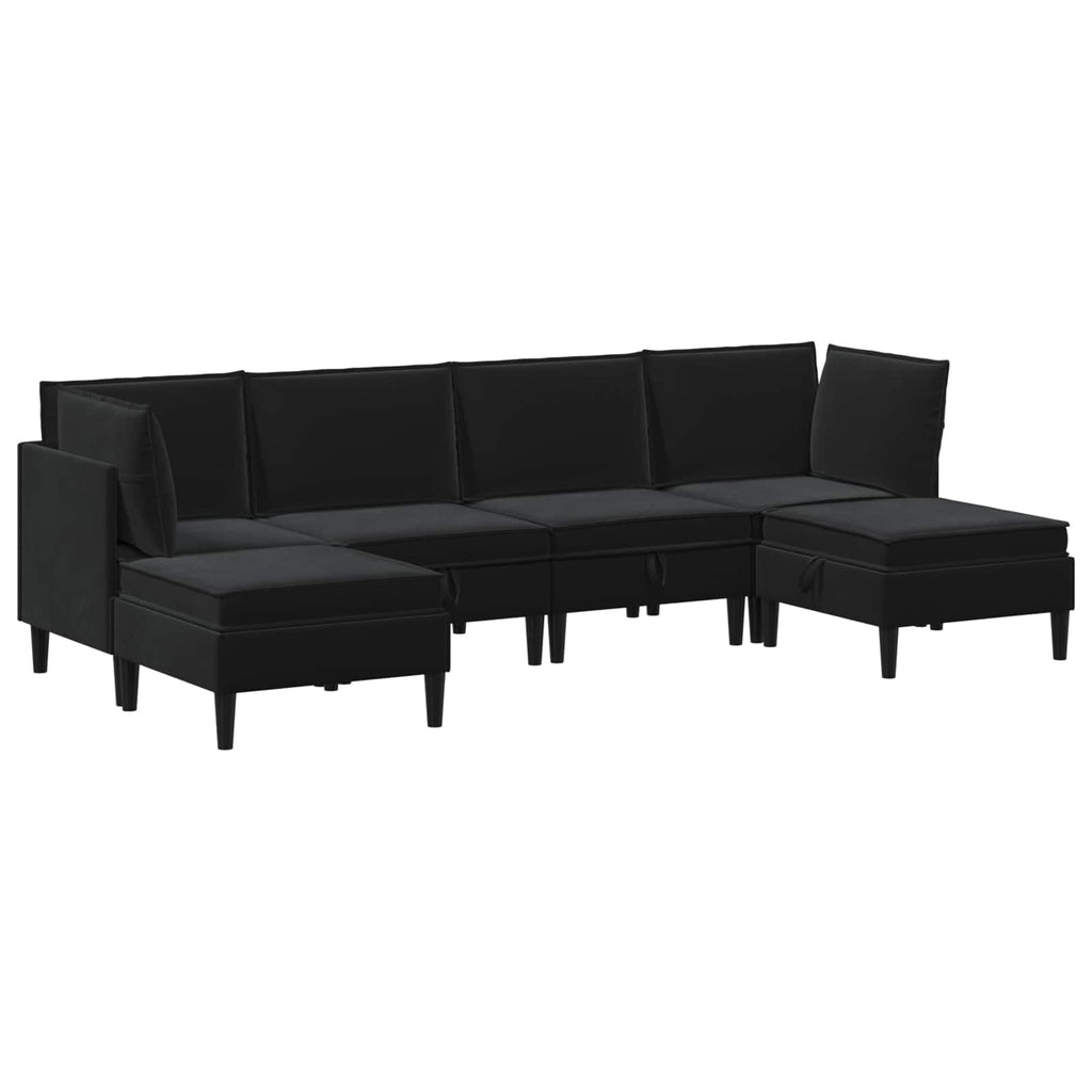 Wohnzimmergarnitur mit Kissen mit Speicher 6 pcs Schwarz Samt