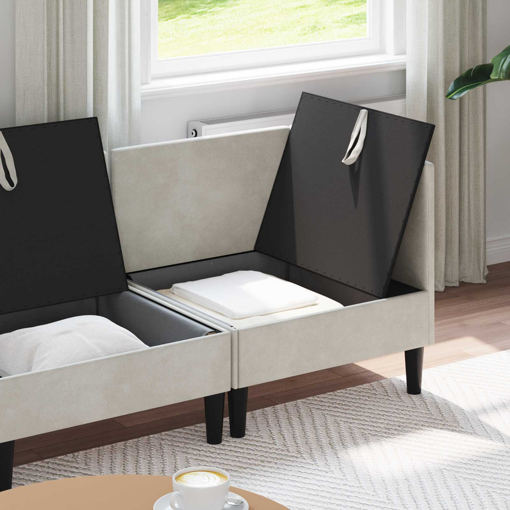 Wohnzimmergarnitur mit Kissen mit Speicher 3 pcs Creme Samt
