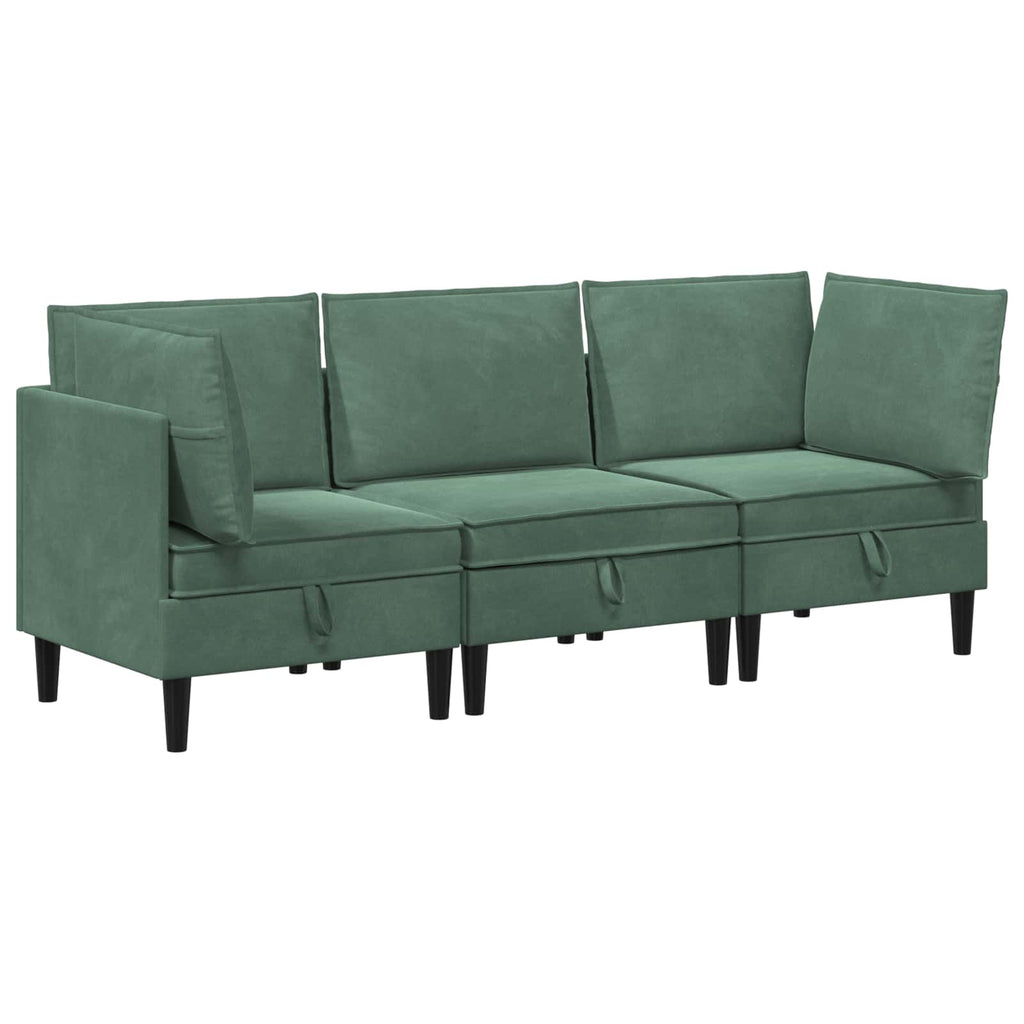 Wohnzimmergarnitur mit Kissen mit Speicher 3 pcs Meergrün Samt