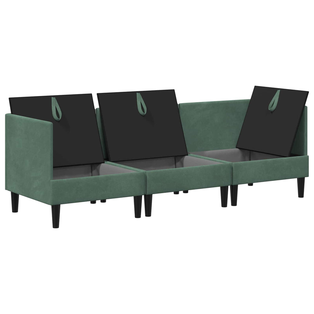 Wohnzimmergarnitur mit Kissen mit Speicher 3 pcs Meergrün Samt