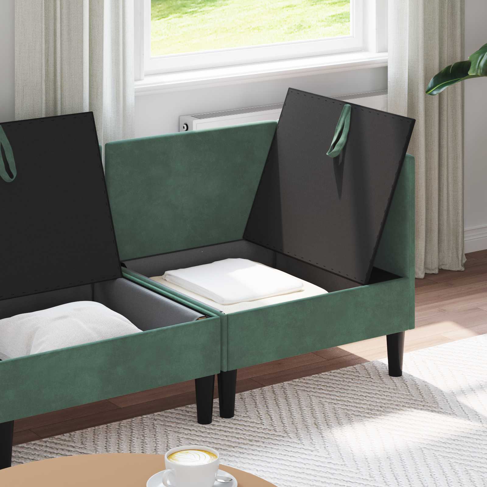 Wohnzimmergarnitur mit Kissen mit Speicher 4 pcs Meergrün Samt