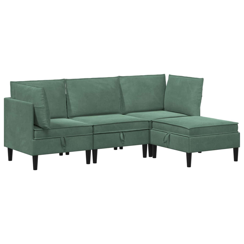 Wohnzimmergarnitur mit Kissen mit Speicher 4 pcs Meergrün Samt