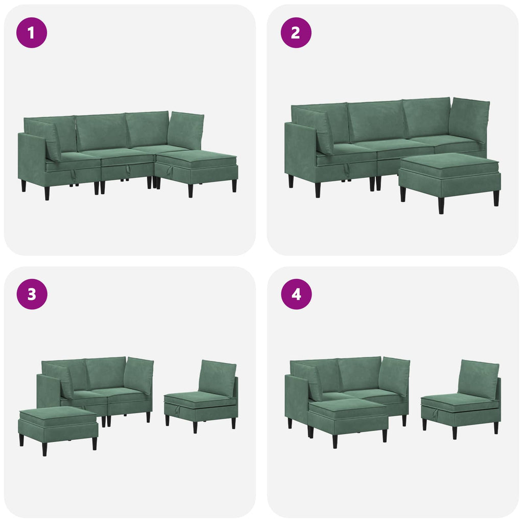 Wohnzimmergarnitur mit Kissen mit Speicher 4 pcs Meergrün Samt