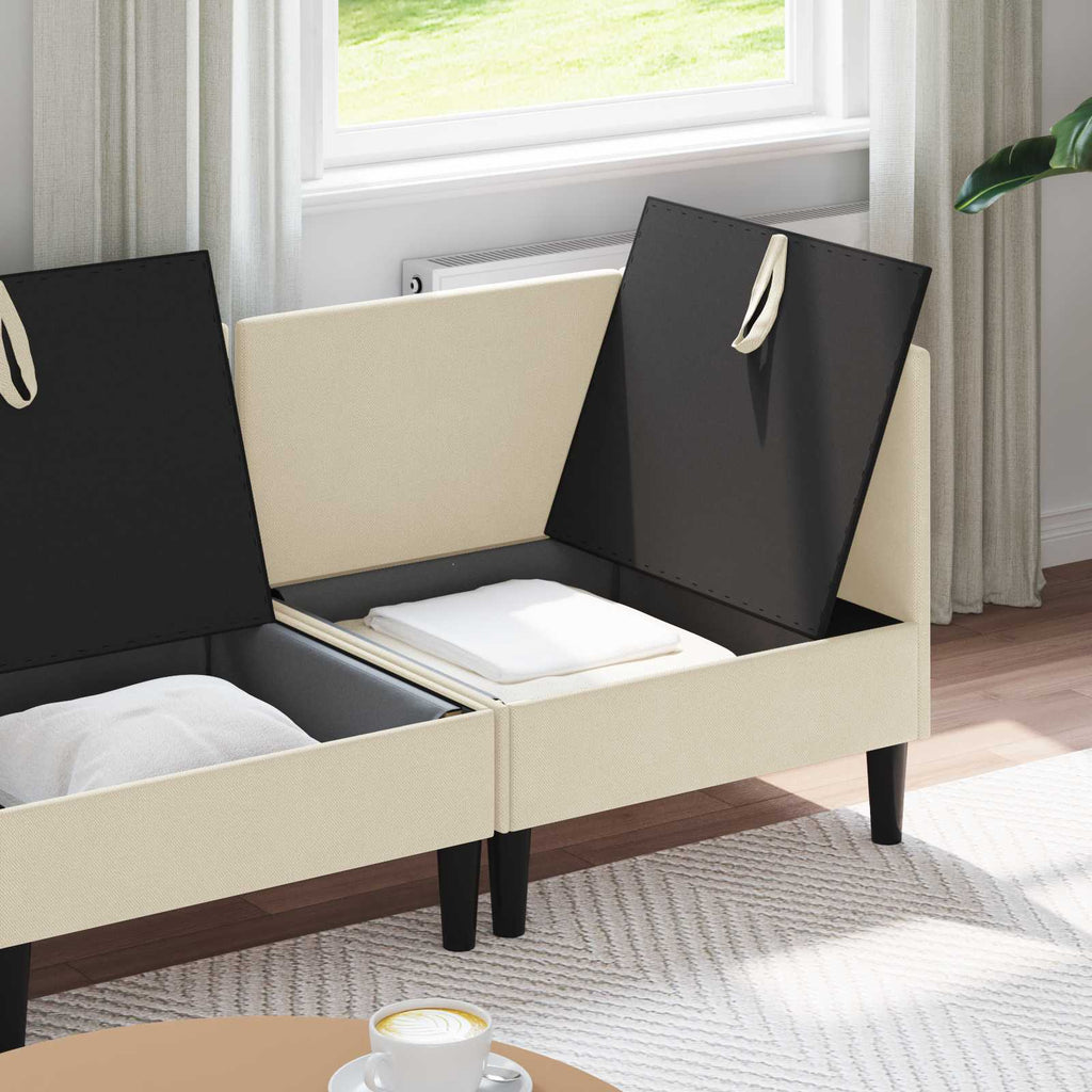 Wohnzimmergarnitur 3 pcs Creme Stoff