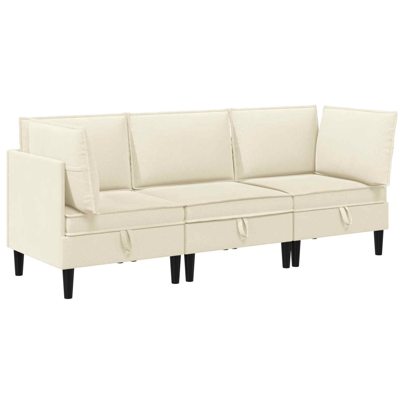 Wohnzimmergarnitur 3 pcs Creme Stoff