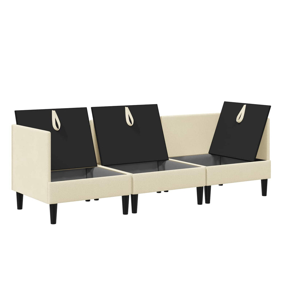 Wohnzimmergarnitur 3 pcs Creme Stoff