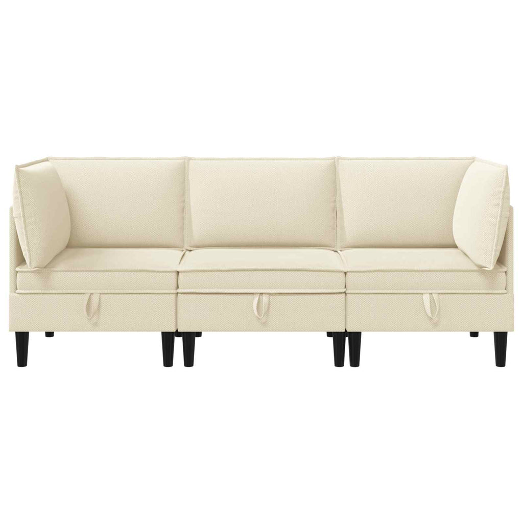 Wohnzimmergarnitur 3 pcs Creme Stoff