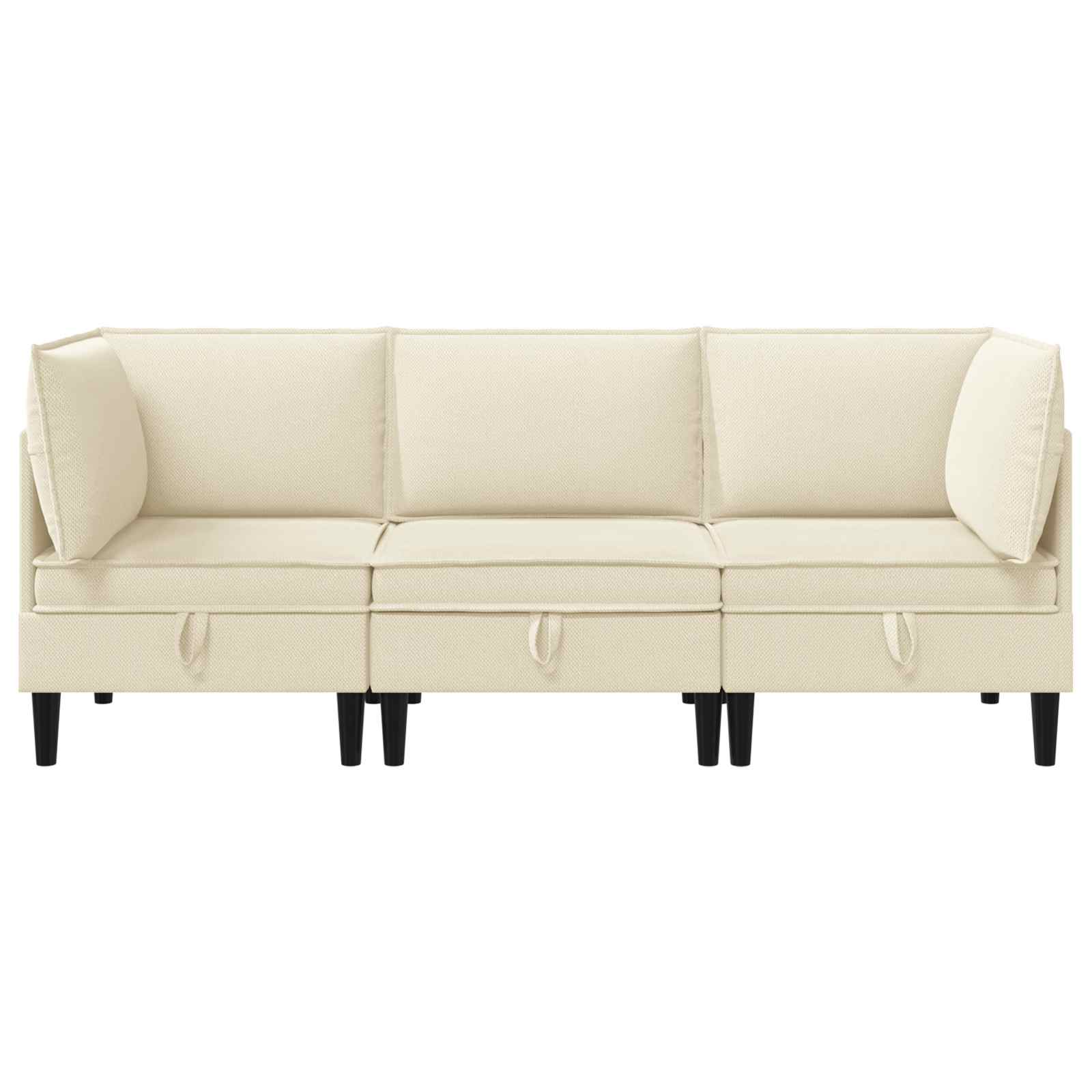 Wohnzimmergarnitur 3 pcs Creme Stoff