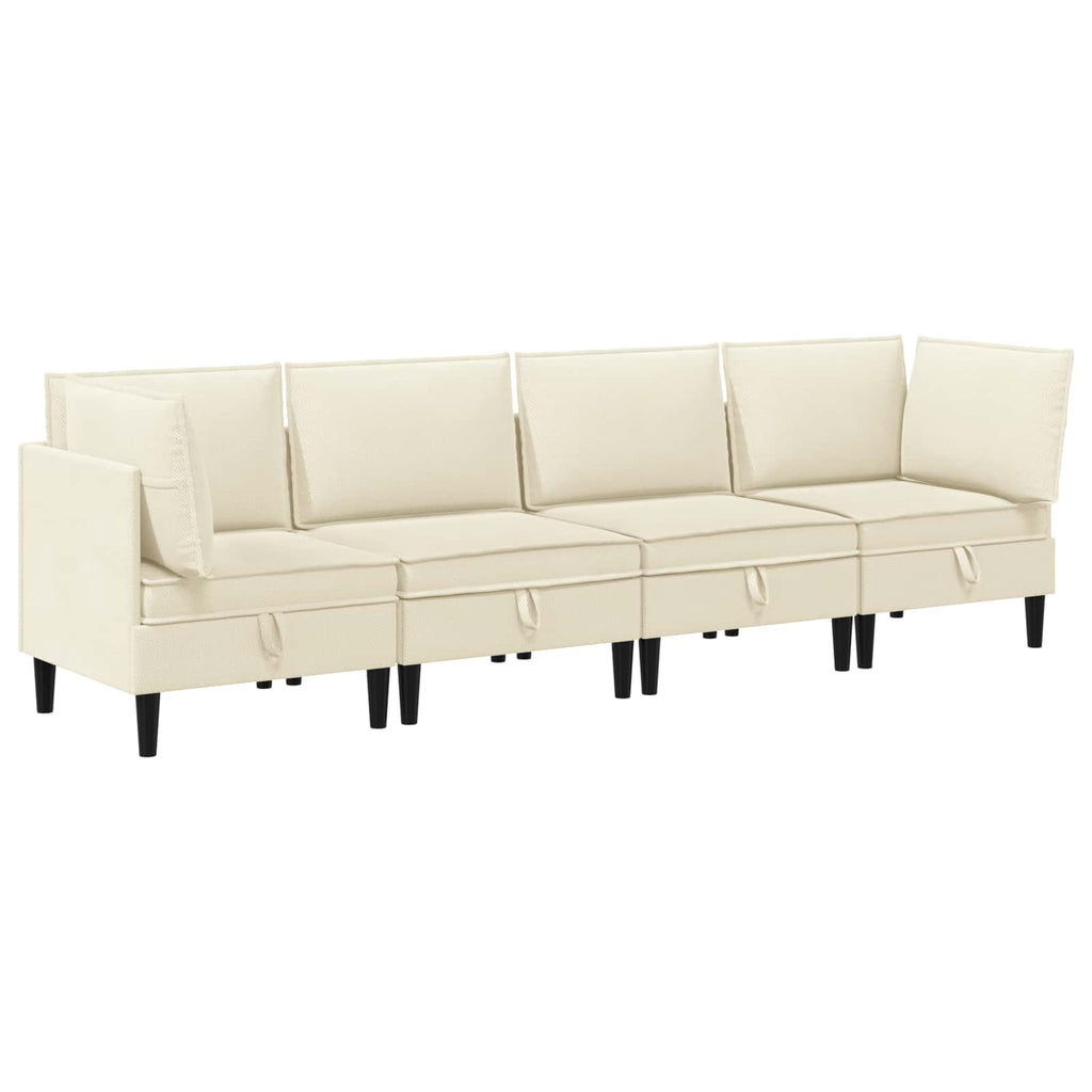 Wohnzimmergarnitur 4 pcs Creme Stoff