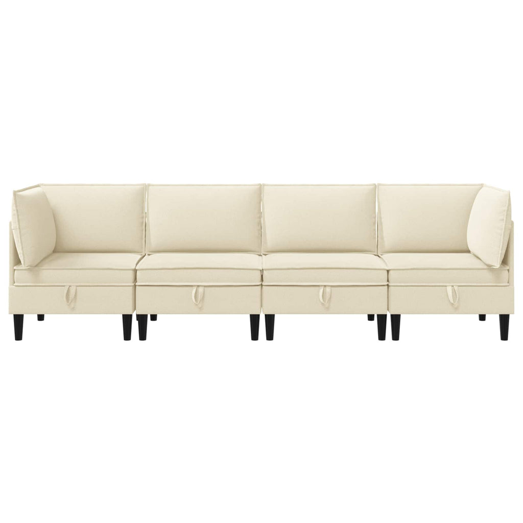 Wohnzimmergarnitur 4 pcs Creme Stoff