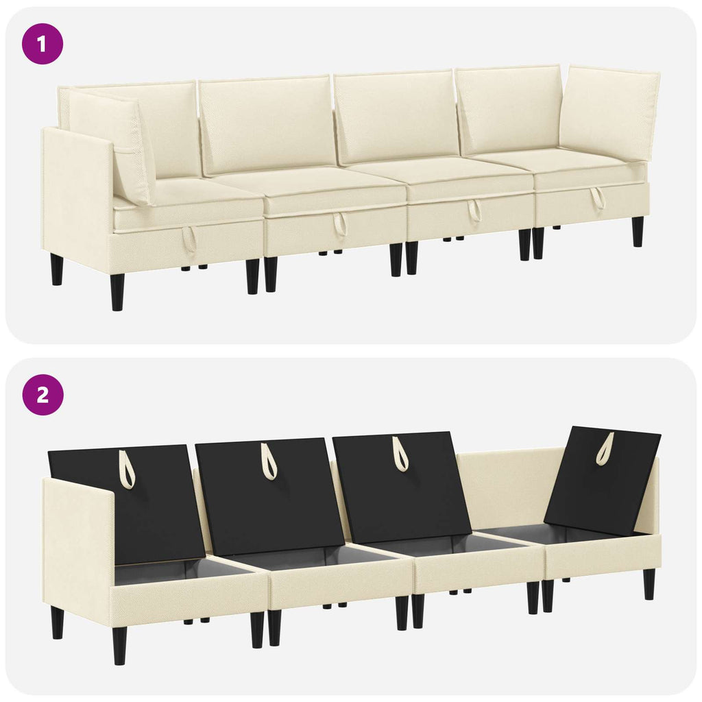 Wohnzimmergarnitur 4 pcs Creme Stoff