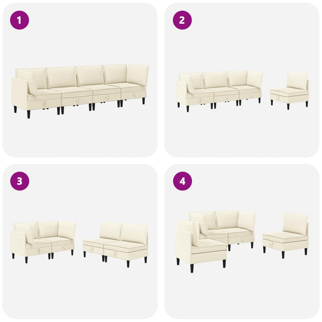 Wohnzimmergarnitur 4 pcs Creme Stoff