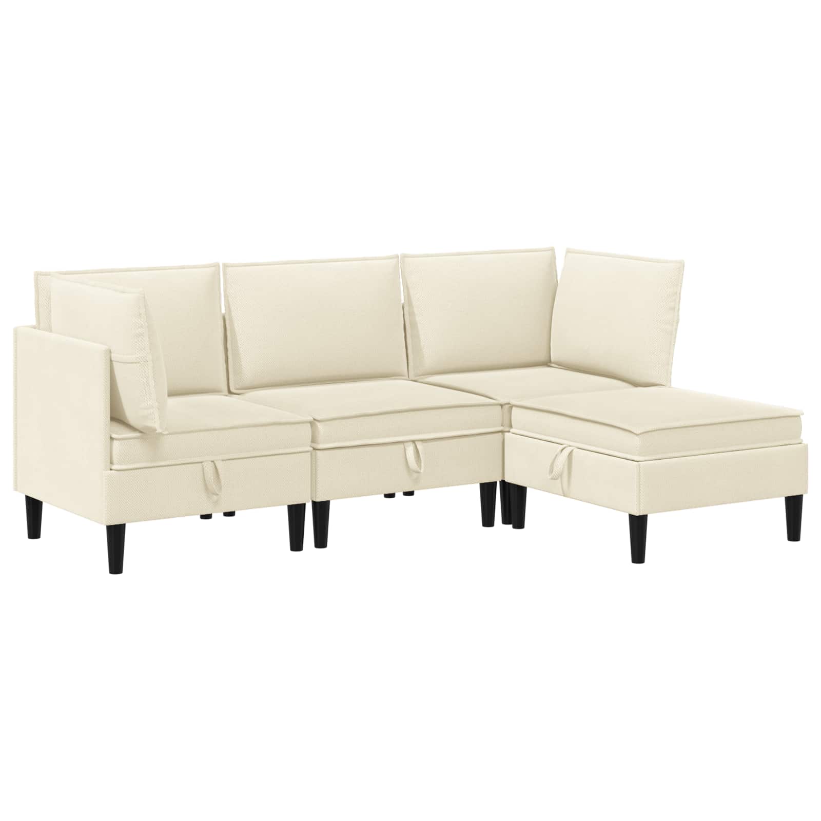 Wohnzimmergarnitur 4 pcs Creme Stoff