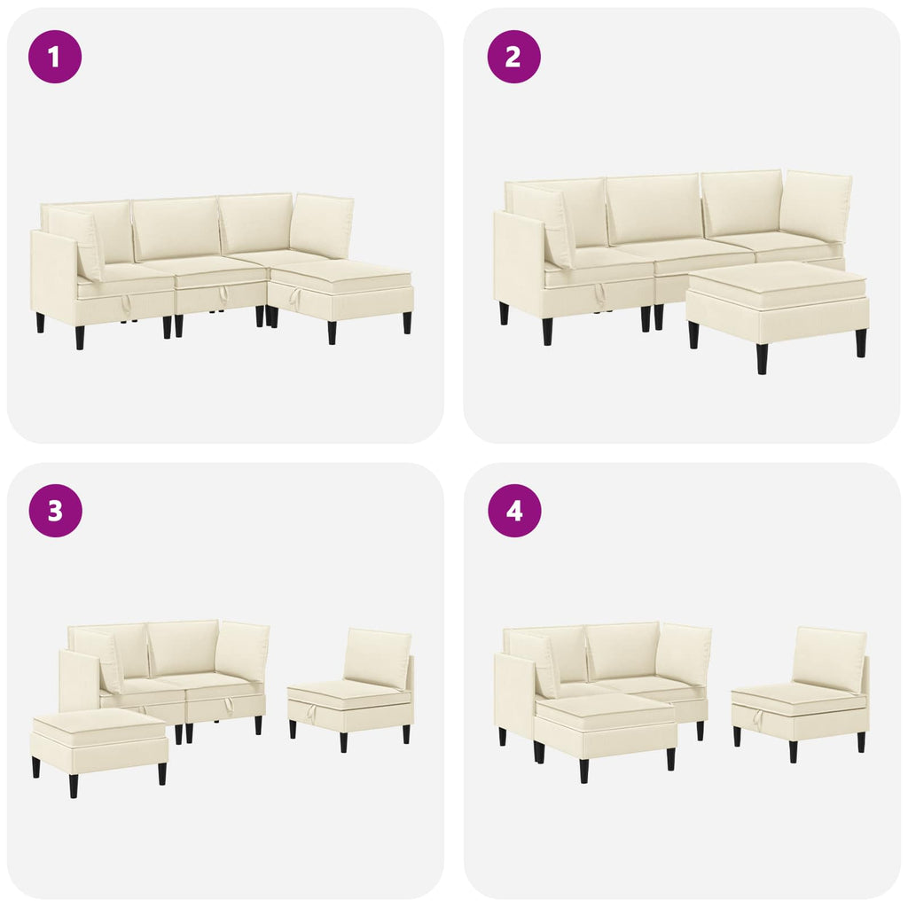 Wohnzimmergarnitur 4 pcs Creme Stoff