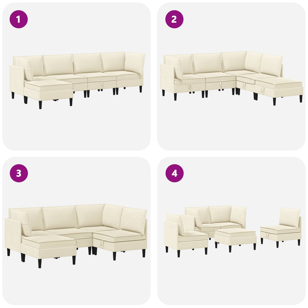 Wohnzimmergarnitur 5 pcs Creme Stoff