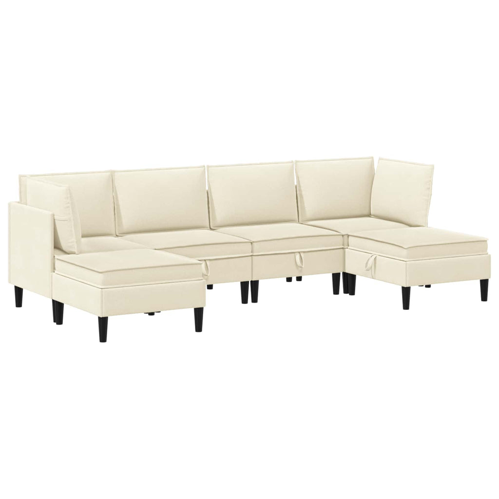 Wohnzimmergarnitur 6 pcs Creme Stoff