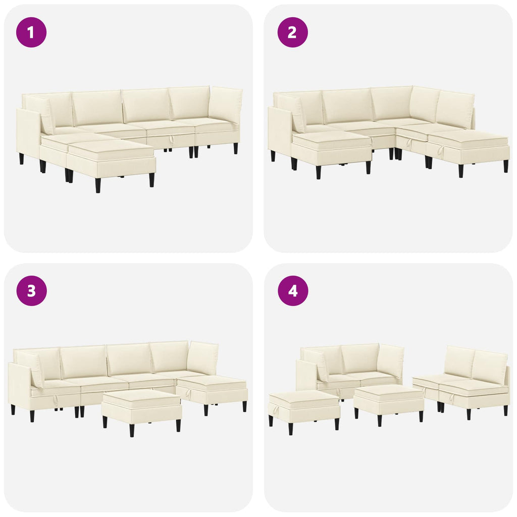 Wohnzimmergarnitur 6 pcs Creme Stoff