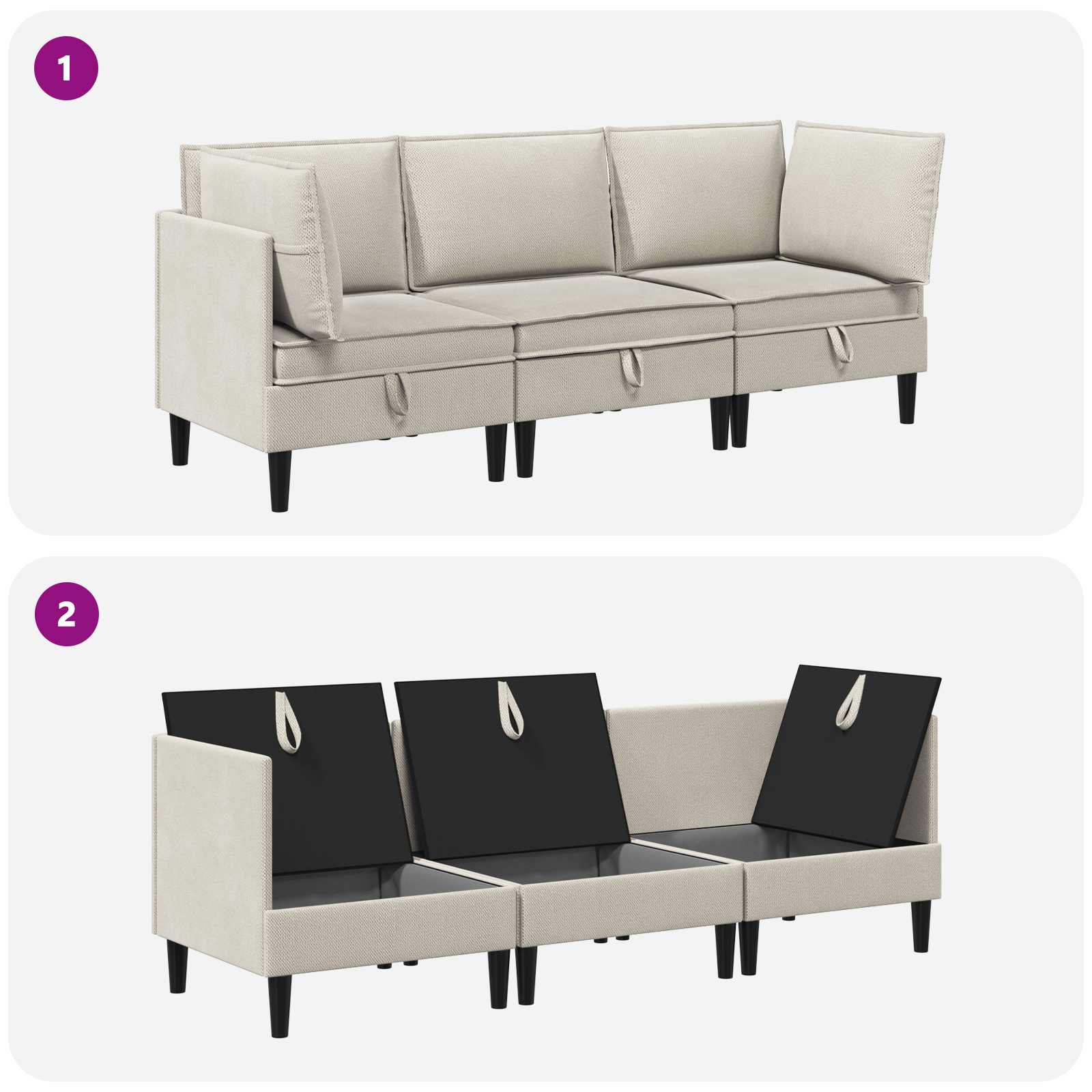 Wohnzimmergarnitur 3 pcs Hafer Stoff