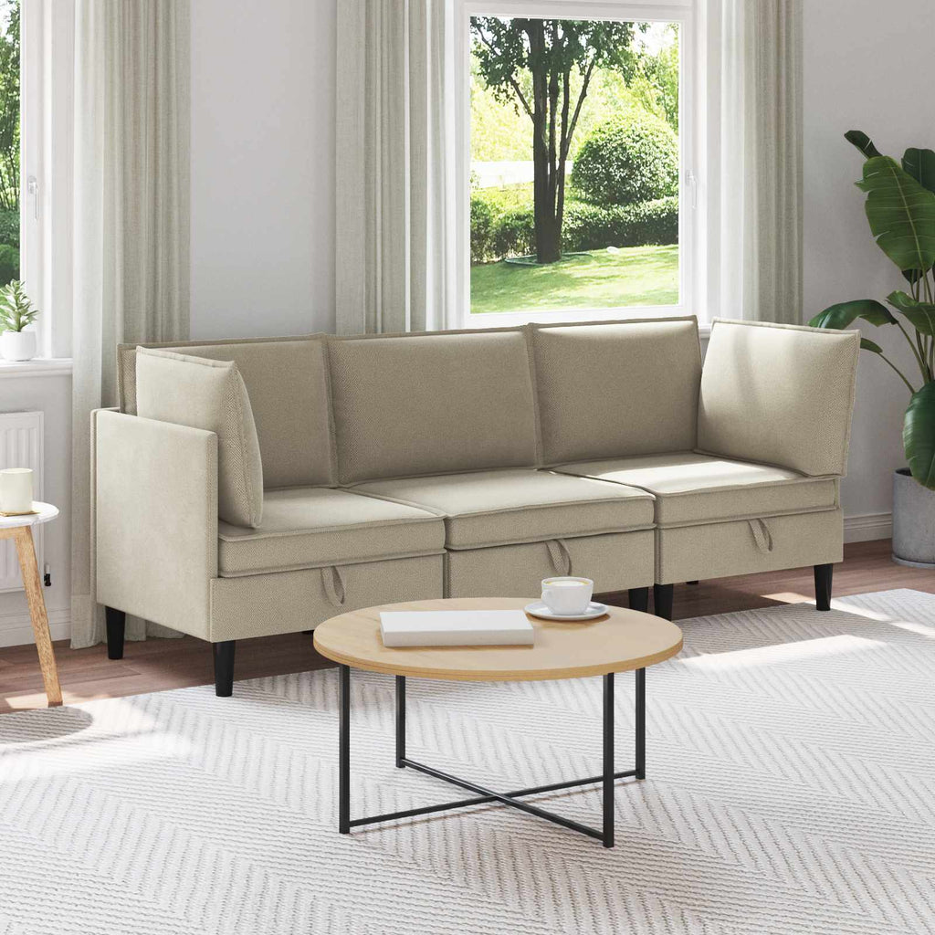 Wohnzimmergarnitur 3 pcs Sand Stoff